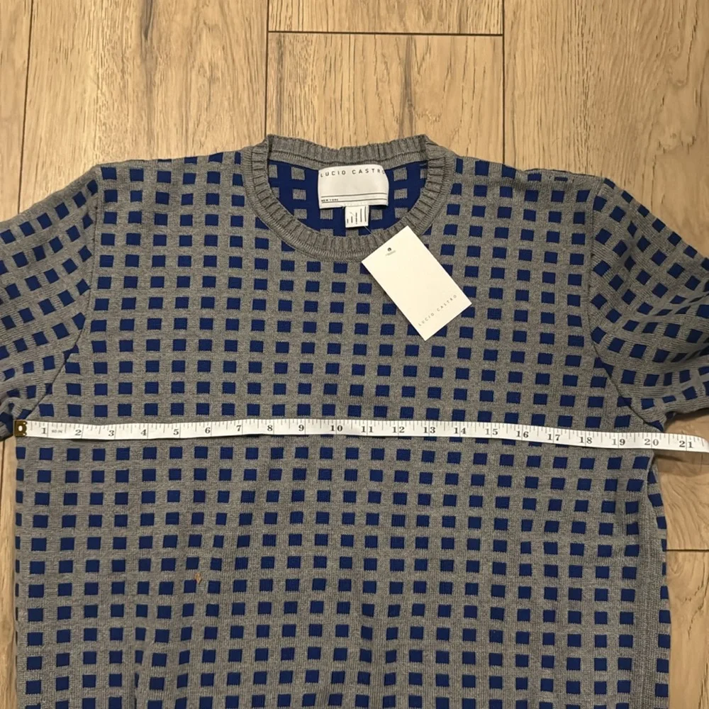 NWT Lucio Castro Blue and Gray Crew Neck Sweater Men’s Medium